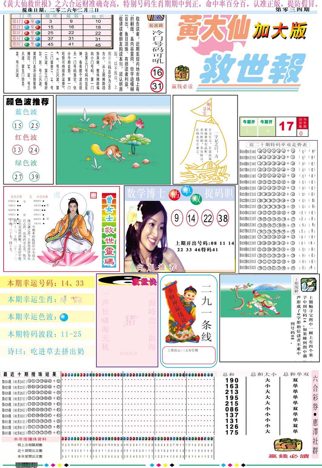 034期黄大仙救世A加大版[图]