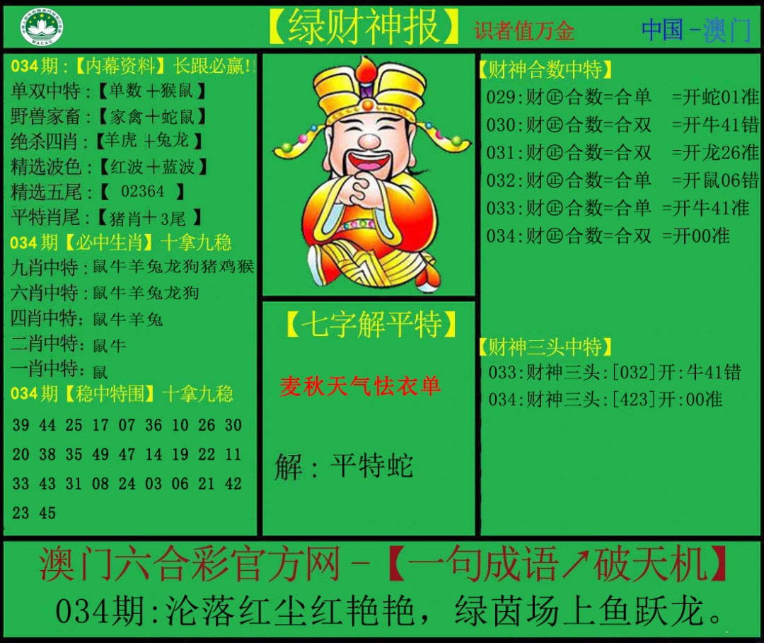 034期绿财神[图]