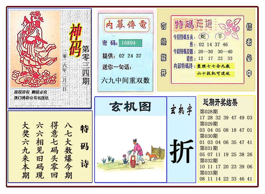 034期黄大仙神码[图]