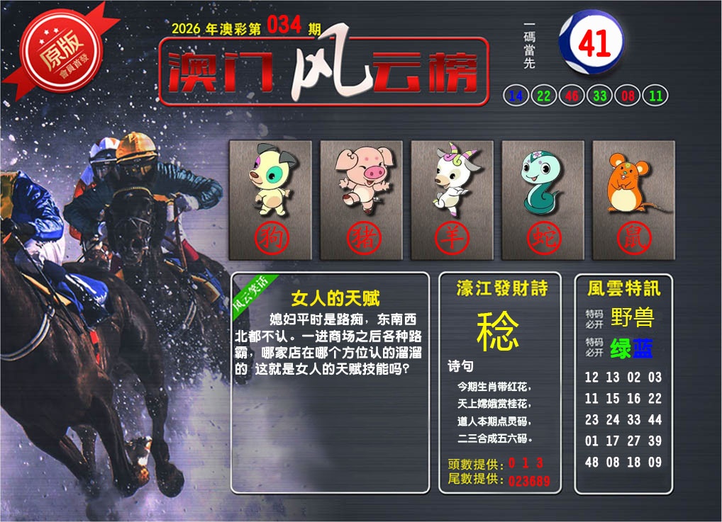 034期澳门风云榜[图]
