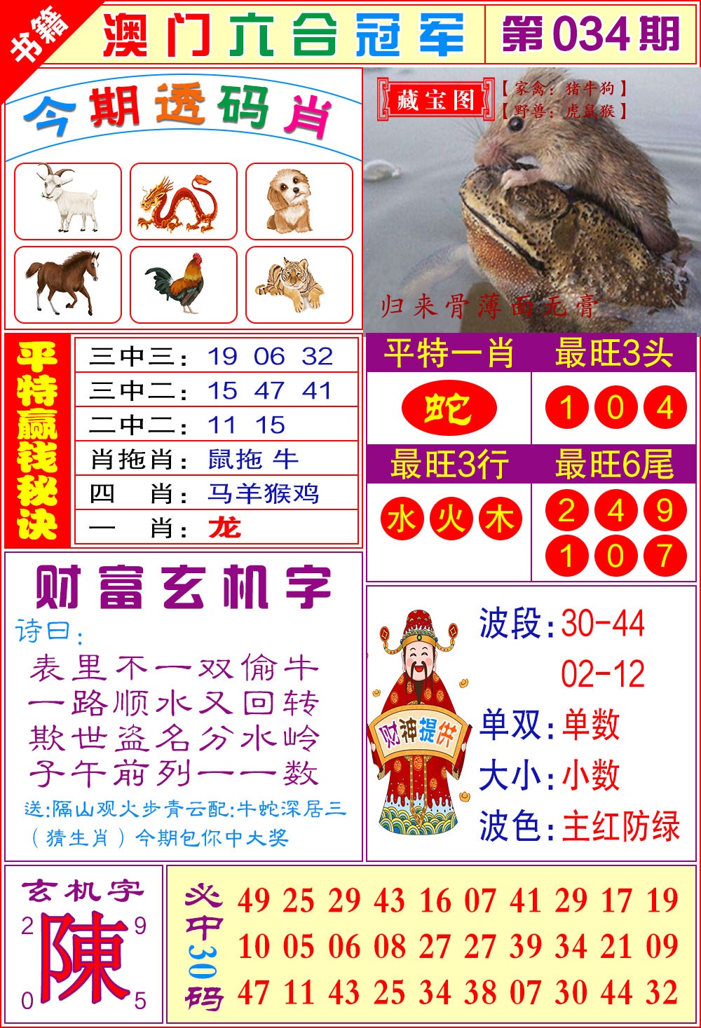 034期澳门六合冠军[图]