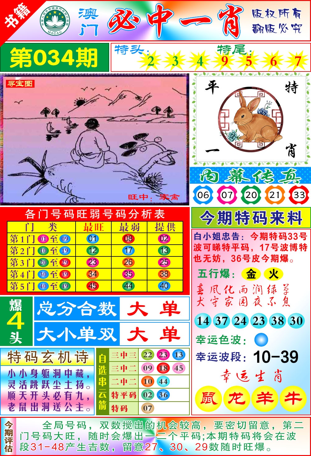 034期澳门玄机一特[图]