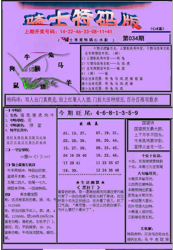 034期骑士特码版[图]