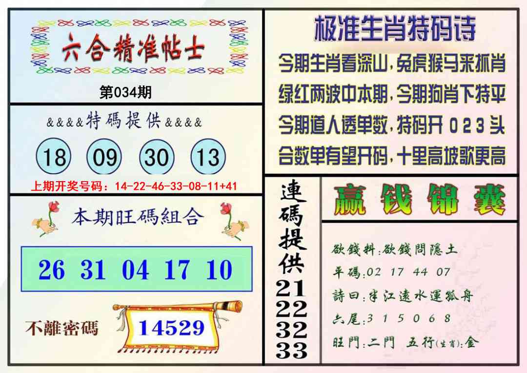 034期精准贴士[图]