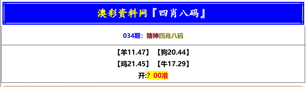 034期赌神四肖八码[图]